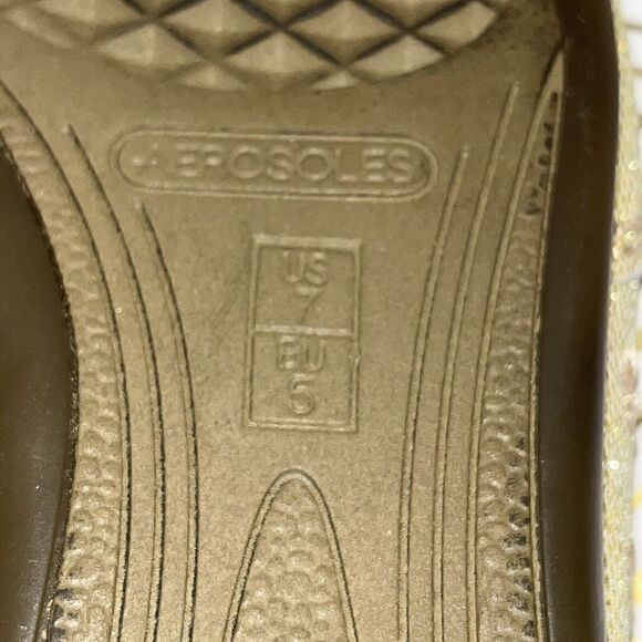 Aerosoles Womens Flats Loafers size 7 Gold Glitter Sparkle Fabric Slip On - Picture 8 of 8